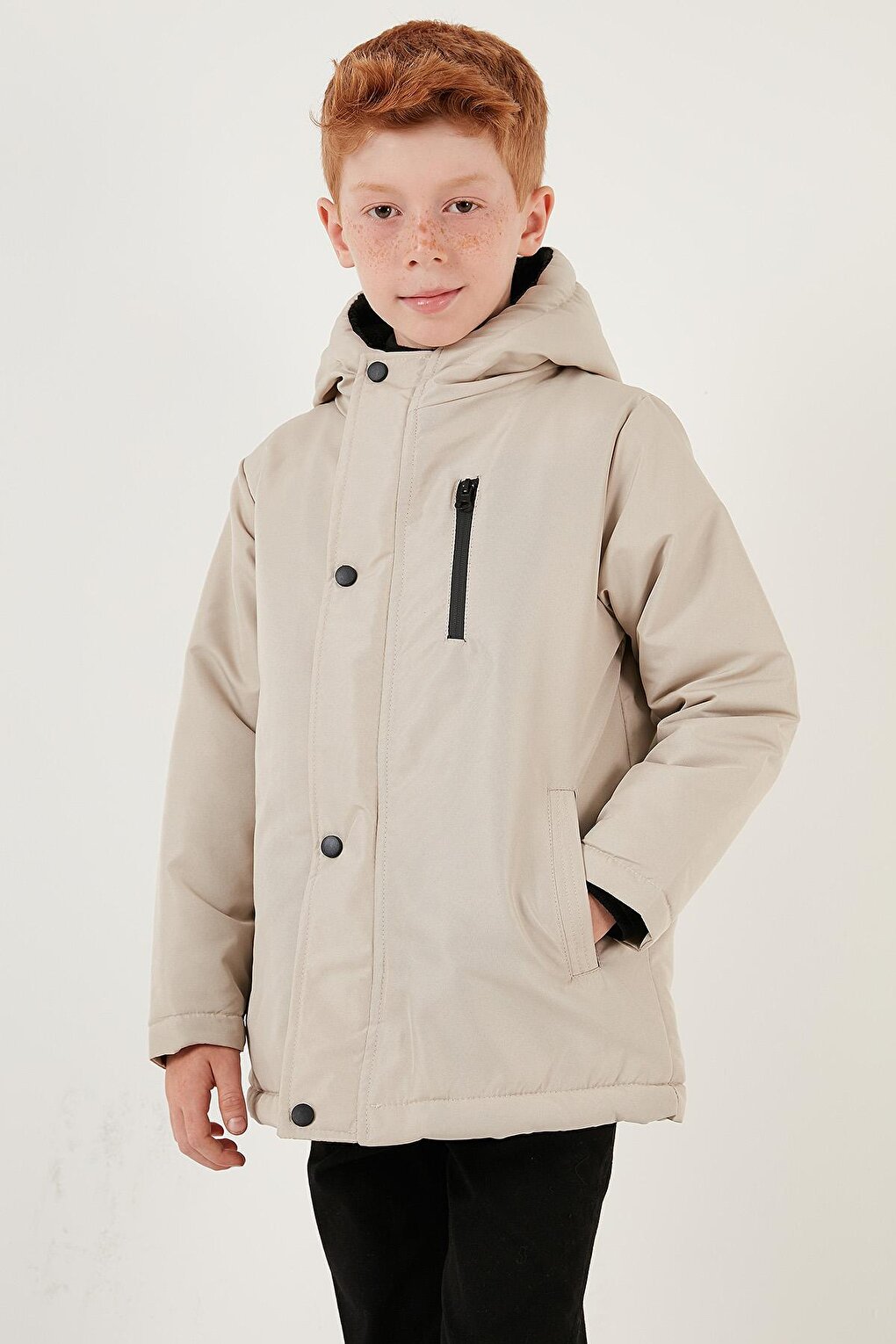 Hooded Coat with Zipper Pockets 6492325