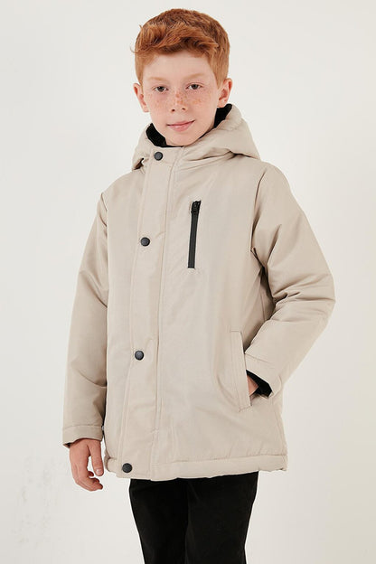 Hooded Coat with Zipper Pockets 6492325