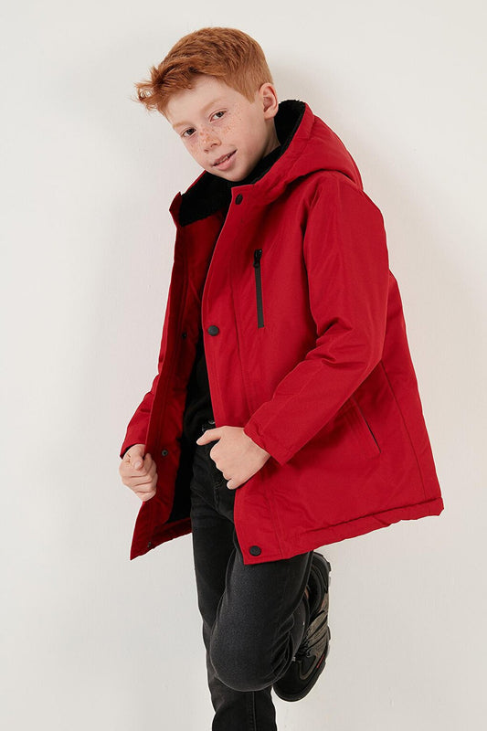 Hooded Coat with Zipper Pockets 6492325