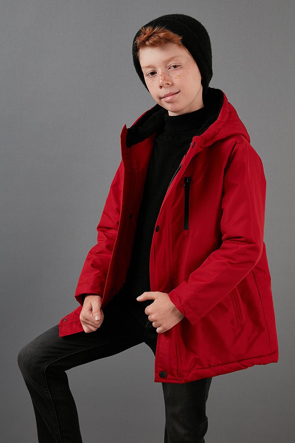 Hooded Coat with Zipper Pockets 6492325