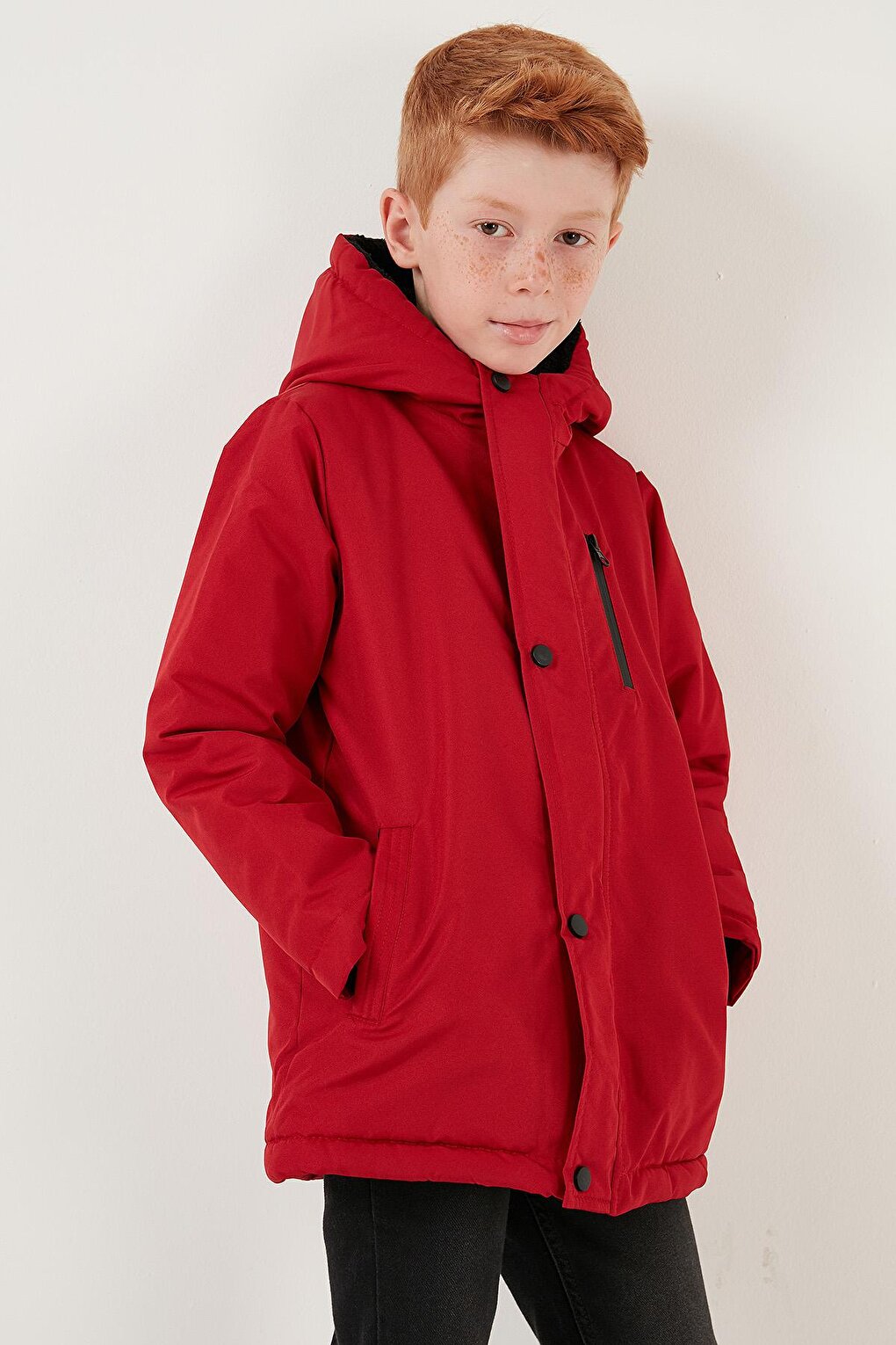 Hooded Coat with Zipper Pockets 6492325