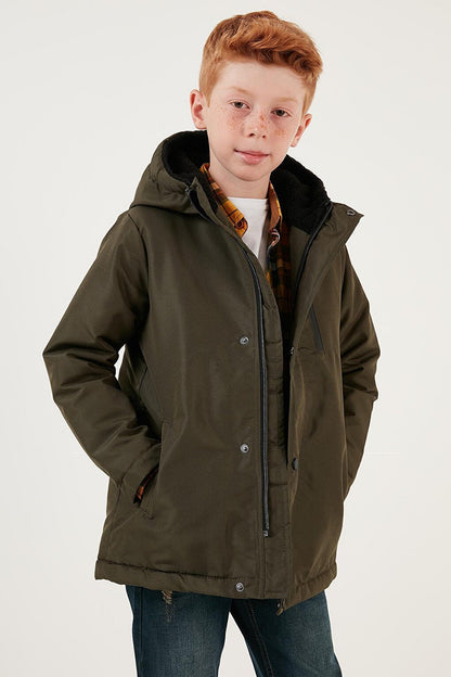 Hooded Coat with Zipper Pockets 6492325