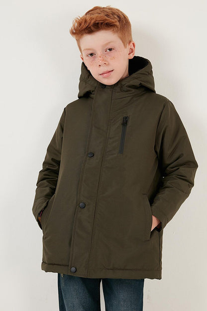 Hooded Coat with Zipper Pockets 6492325