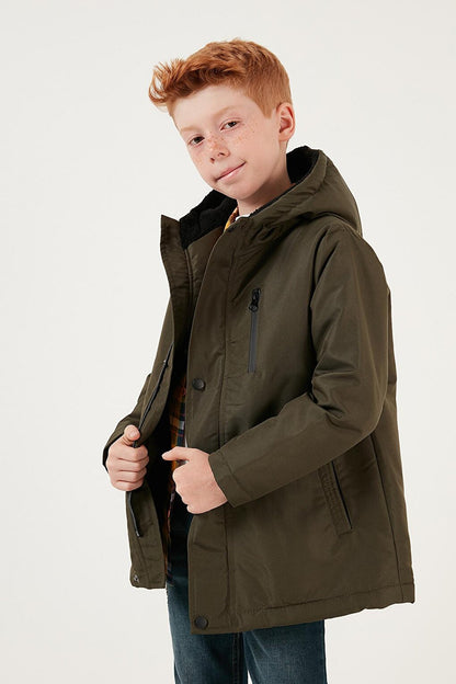 Hooded Coat with Zipper Pockets 6492325