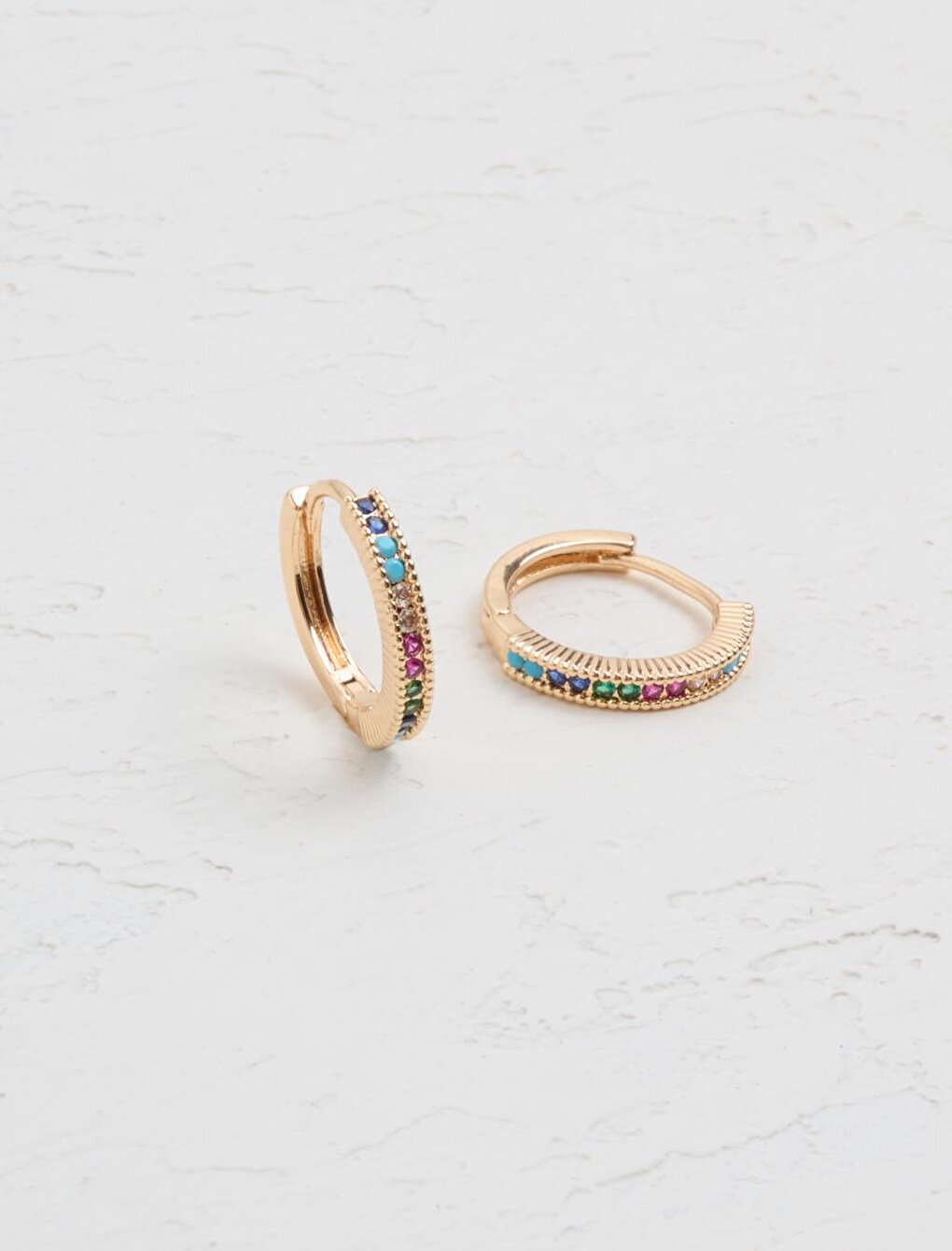 Mixed Baguette Stone Hoop Earrings