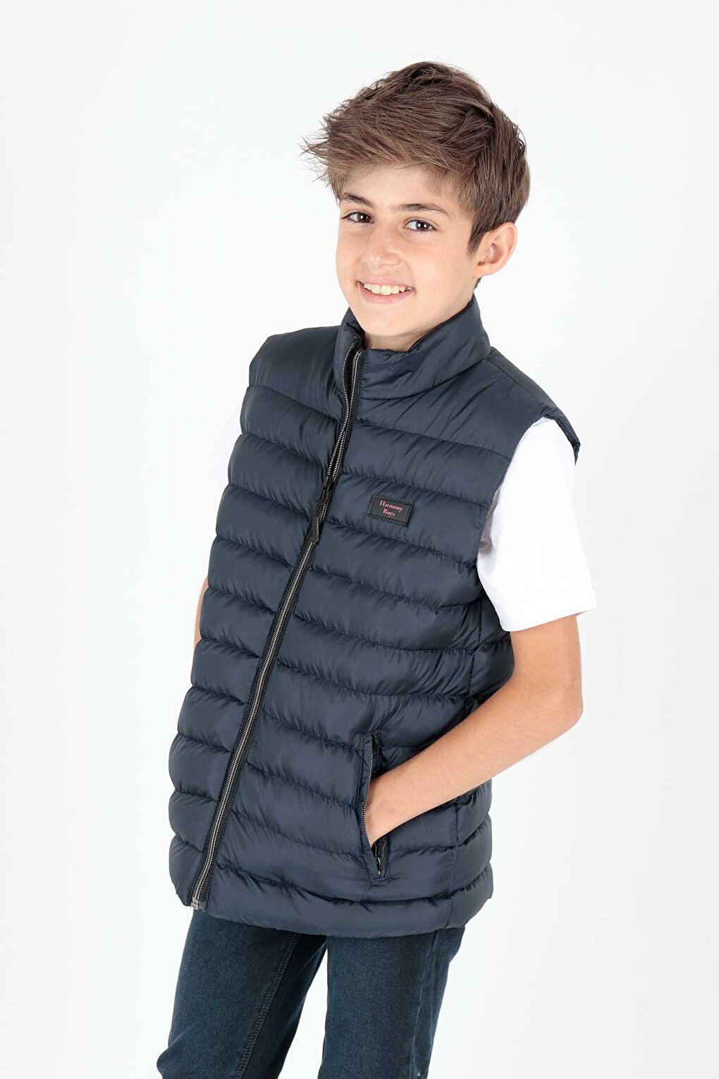 Boy's Hoodless Fashion Trend Puffer Vest Ak215354