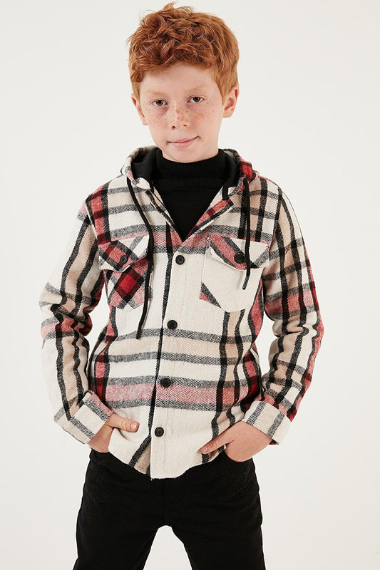 Hooded Pocketed Plaid Lumberjack Shirt CF22W814672