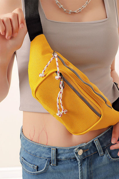 01077 Double Compartment Waist Bag - Saffron