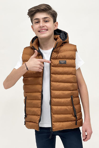 Boy's Fashion Trend Hooded Puffer Vest Ak215051