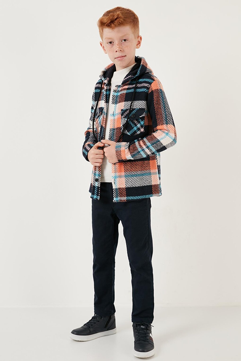 Hooded Double Pocket Plaid Winter Lumberjack Shirt CF24W81781