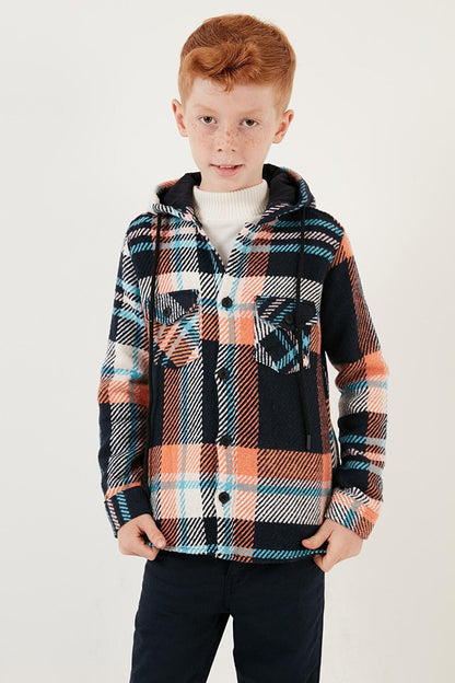 Hooded Double Pocket Plaid Winter Lumberjack Shirt CF24W81781