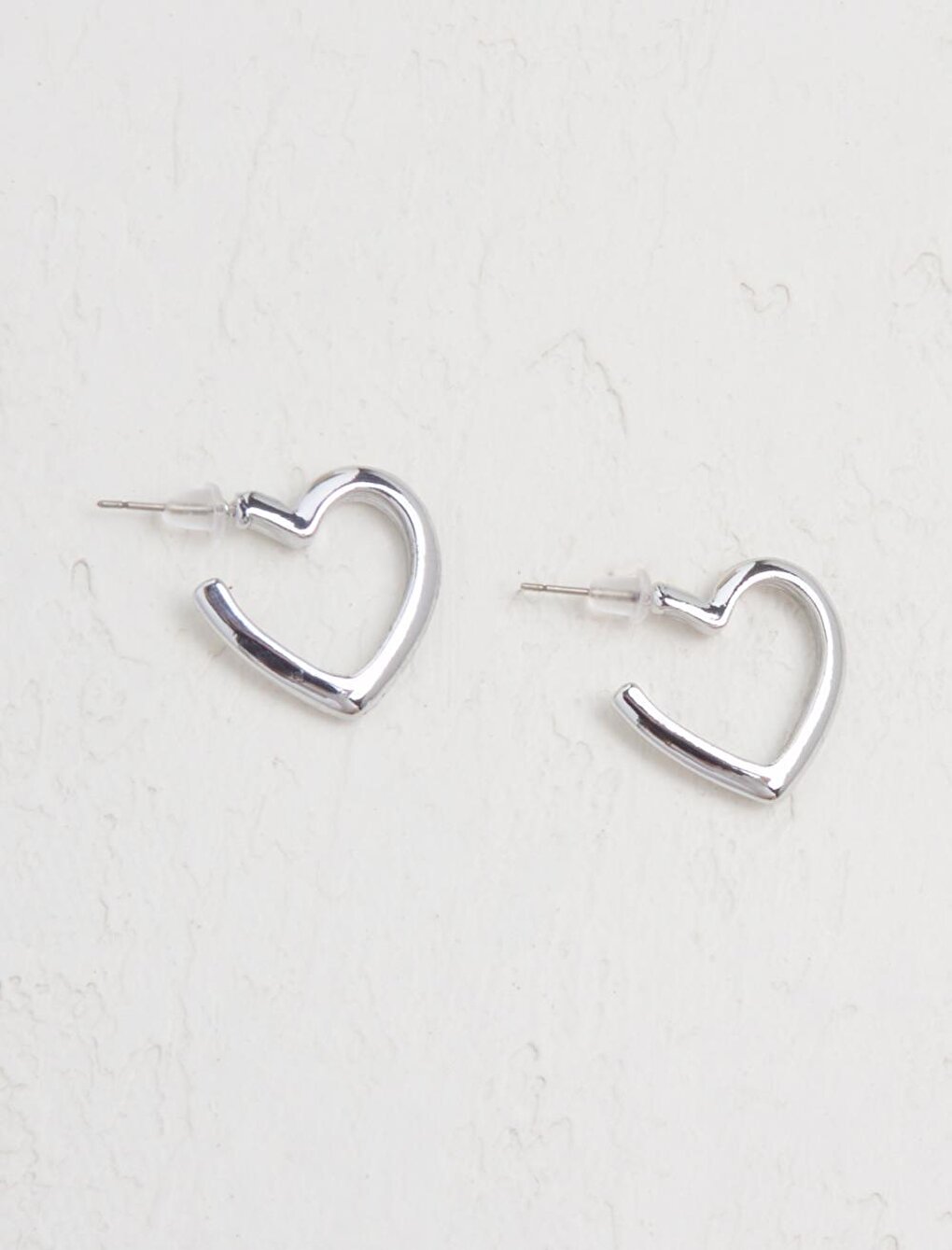 Silver Half Heart Figured Earrings