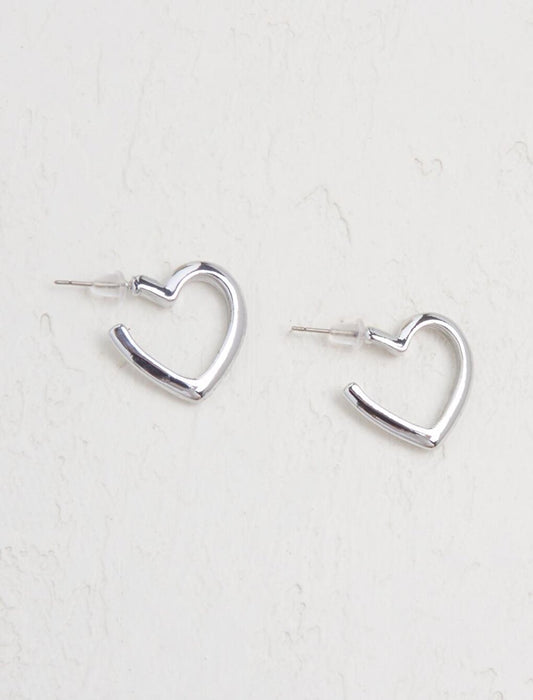 Silver Half Heart Figured Earrings