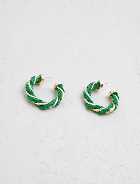 Green Wicker Detailed Stud Earrings