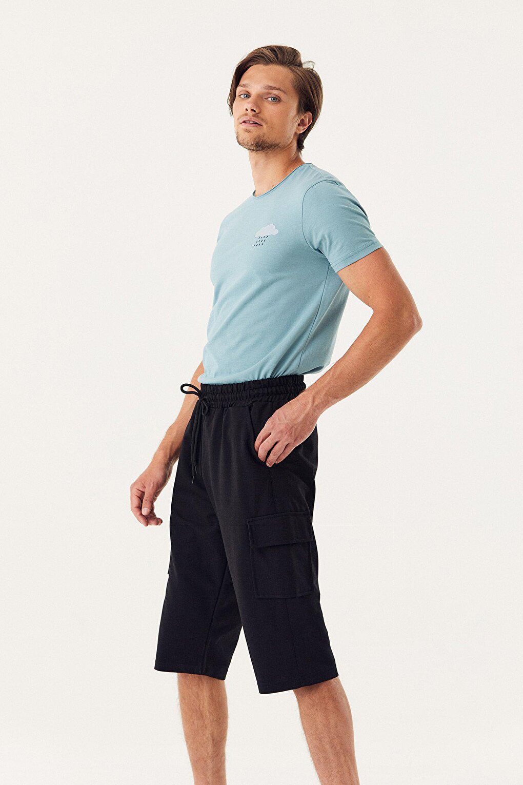 Capri with Elastic Waist Cargo Pocket