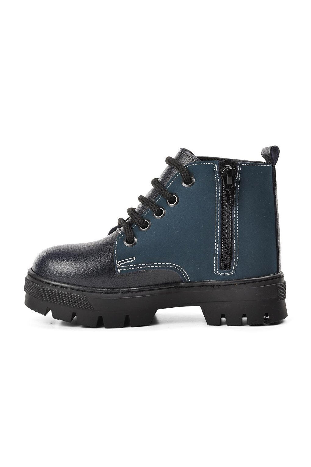 Arz 2301003-P Navy Blue-Petroleum Shearling Children's Boots