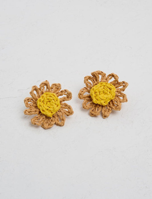 Mink Flower Figured Wicker Earrings