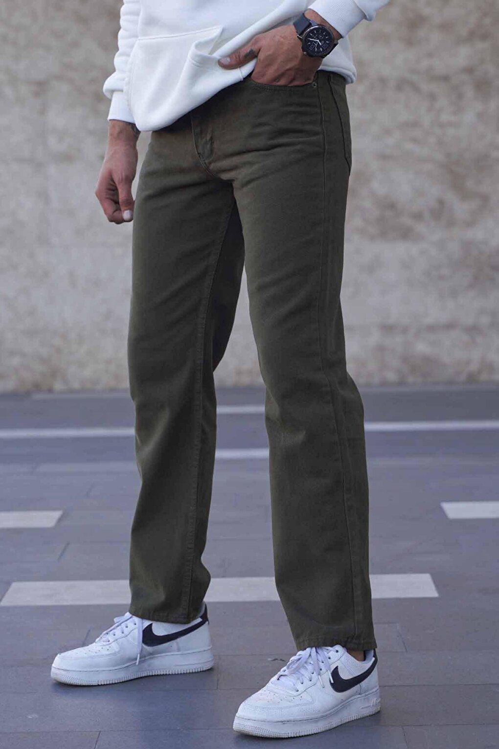 Khaki Straight Fit Men's Jean Trousers 6312