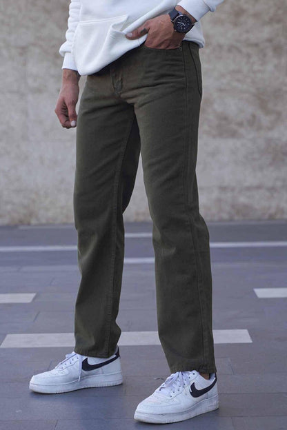 Khaki Straight Fit Men's Jean Trousers 6312