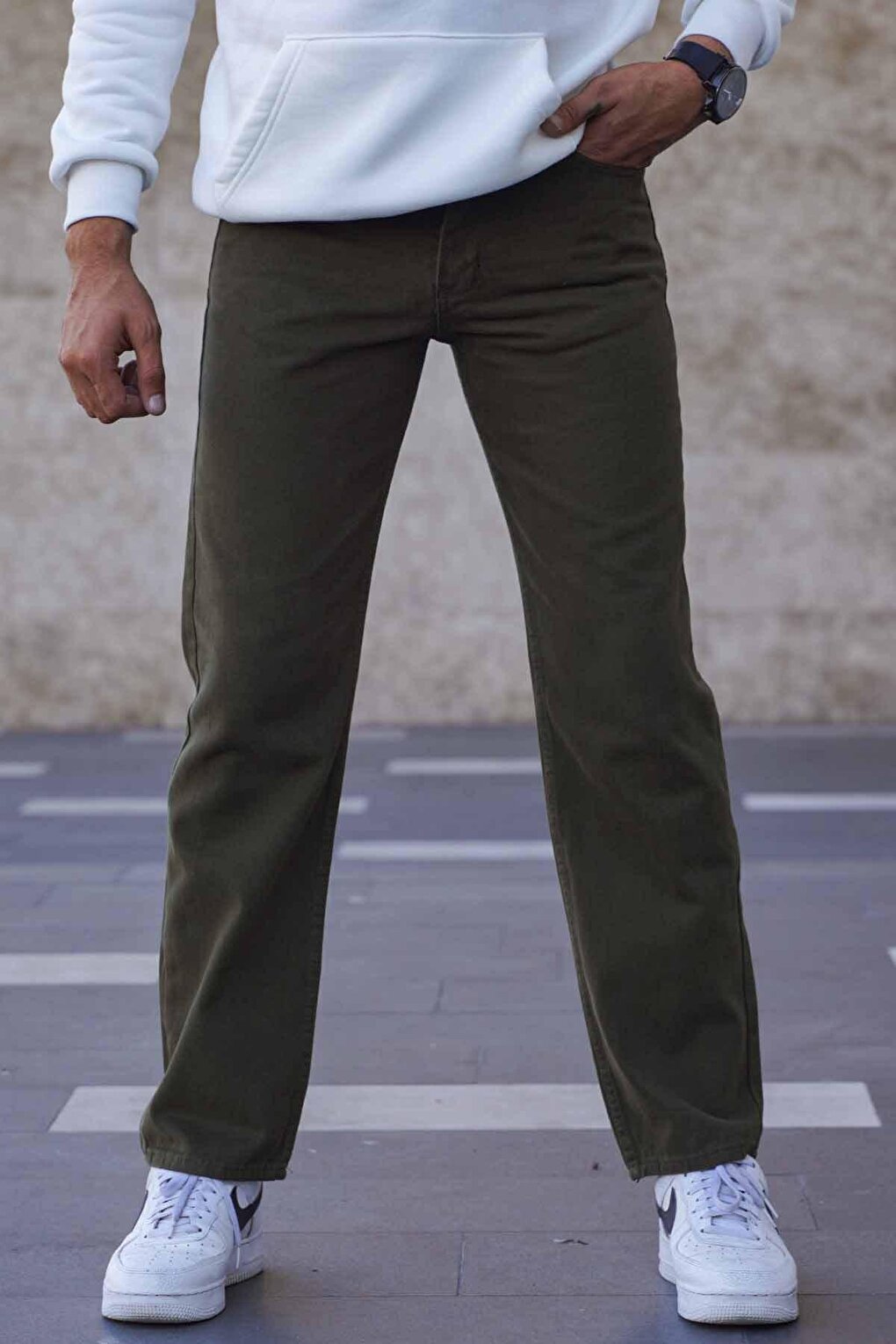 Khaki Straight Fit Men's Jean Trousers 6312