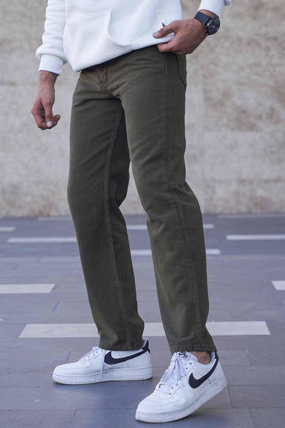 Khaki Straight Fit Men's Jean Trousers 6312