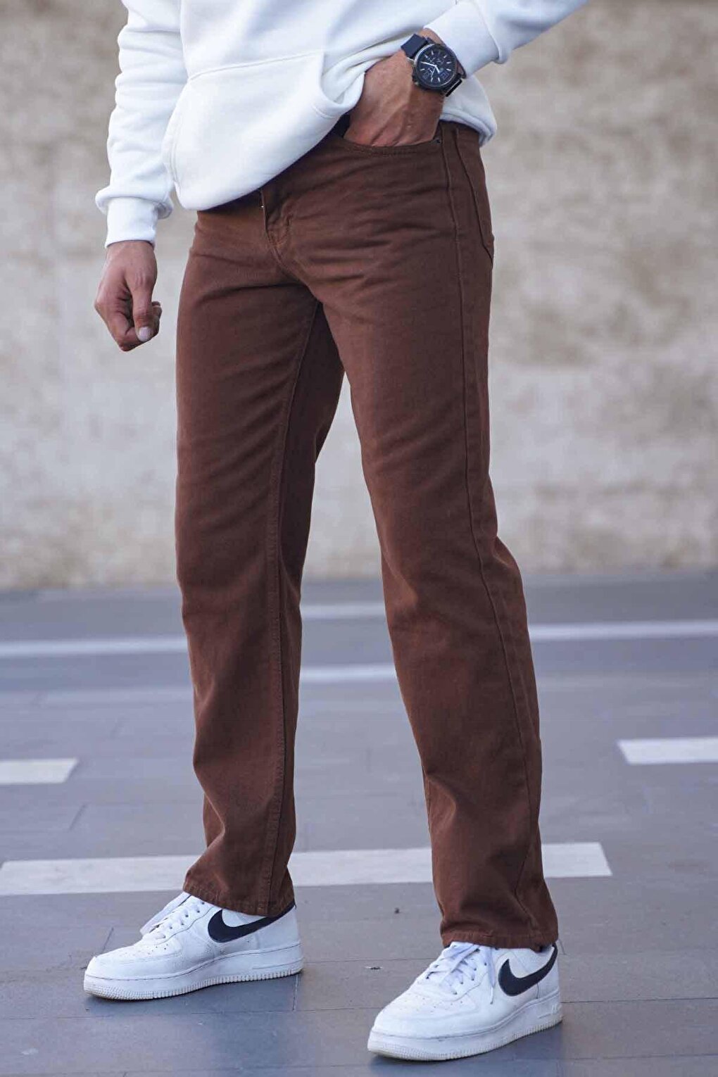 Brown Straight Fit Men's Jean Trousers 6312