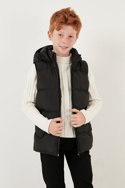 Zippered Hooded Pocket Puffer Vest 5761983