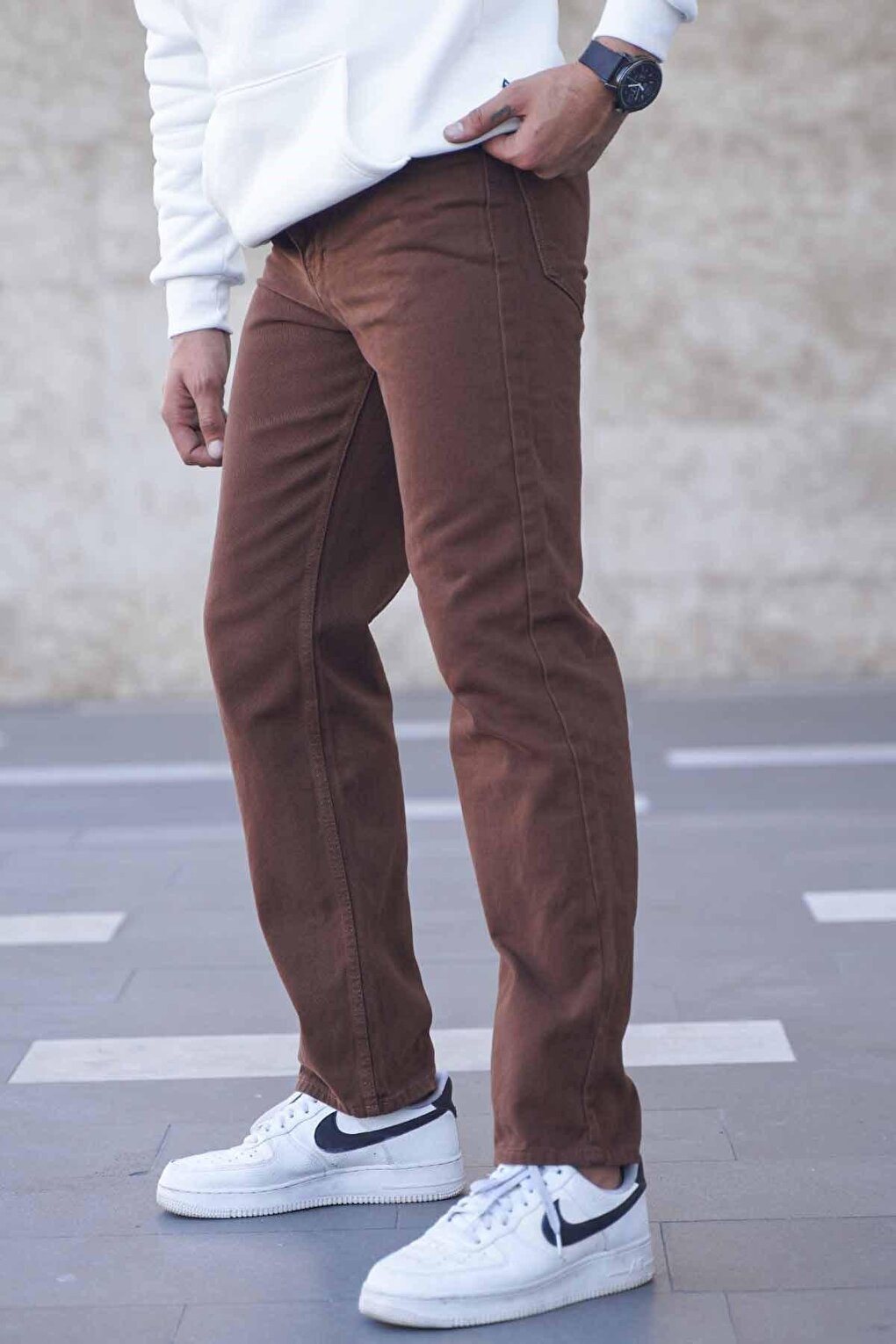 Brown Straight Fit Men's Jean Trousers 6312