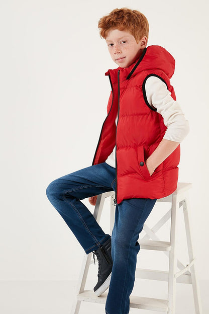 Zippered Hooded Pocket Puffer Vest 5761983