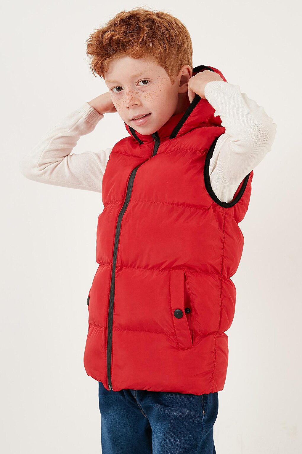 Zippered Hooded Pocket Puffer Vest 5761983