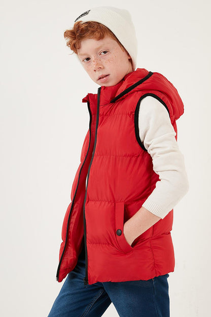 Zippered Hooded Pocket Puffer Vest 5761983