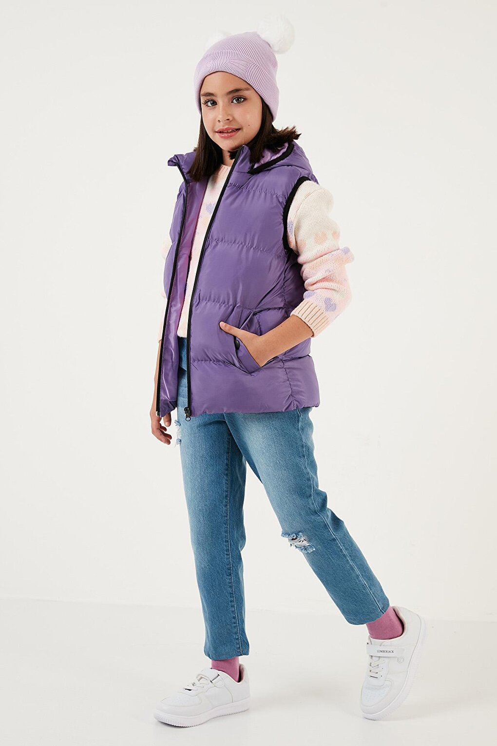 Zippered Hooded Pocket Puffer Vest 5761983