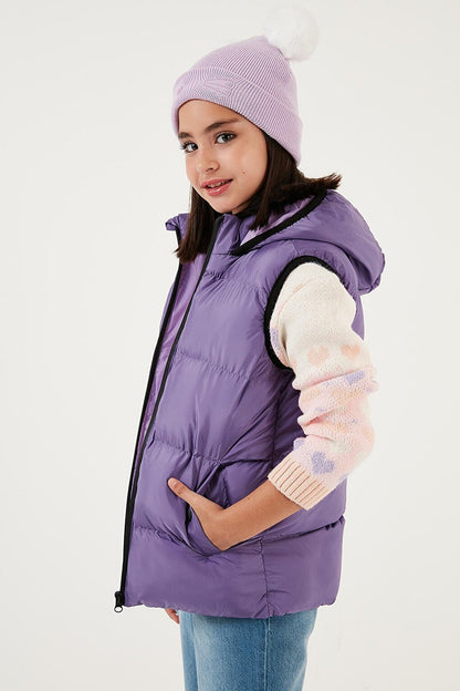 Zippered Hooded Pocket Puffer Vest 5761983