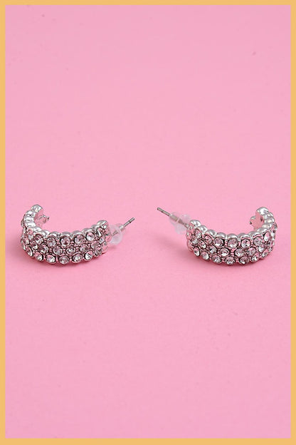 Silver 2-Piece Zircon Stone Hoop Earring