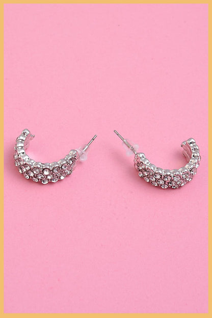 Silver 2-Piece Zircon Stone Hoop Earring