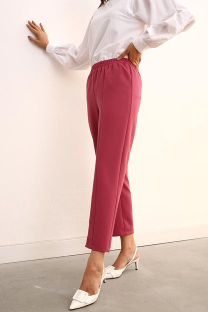 Rose Waist Elastic Wide Leg Trousers