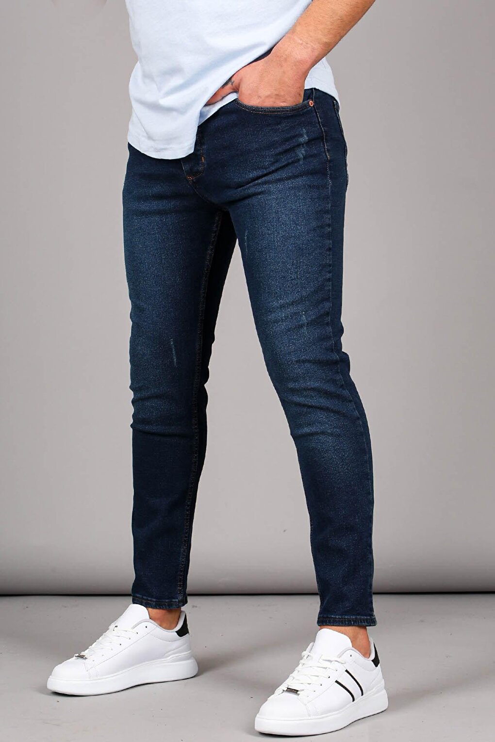 Blue Grinded Skinny Fit Men's Jean 6321