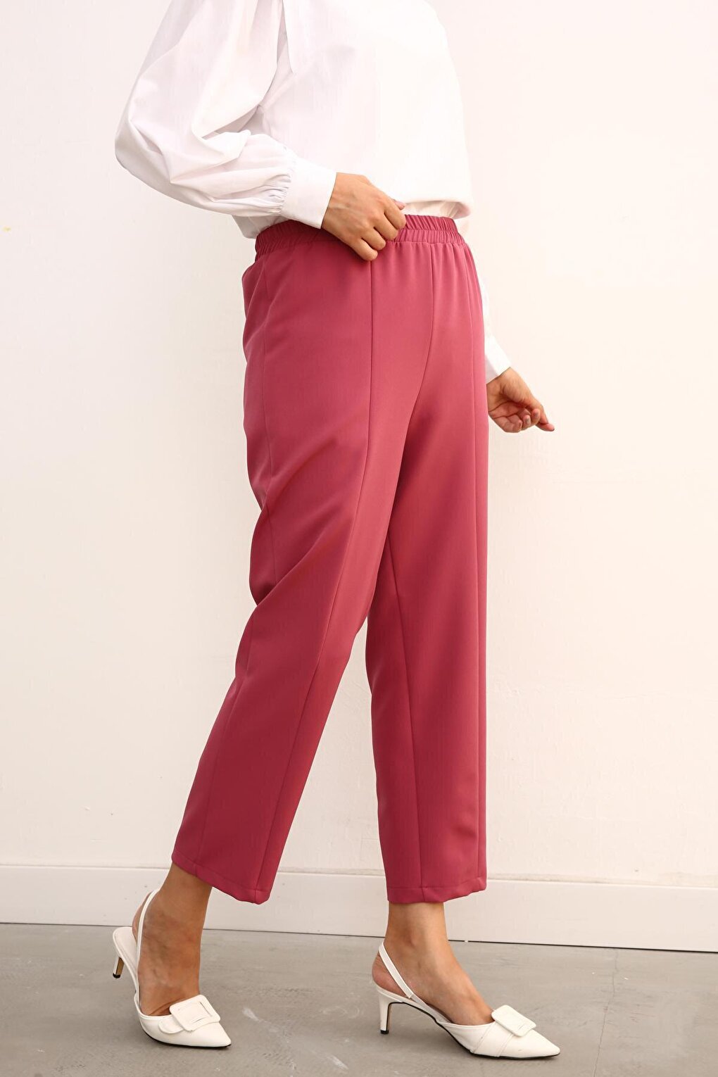 Rose Waist Elastic Wide Leg Trousers