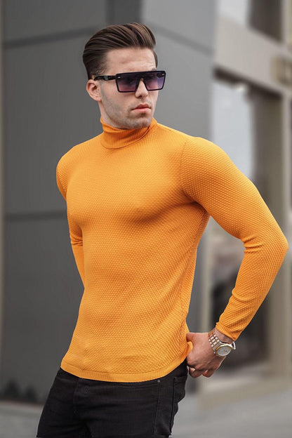 Mustard Turtleneck Men's Knitwear Sweater 6306