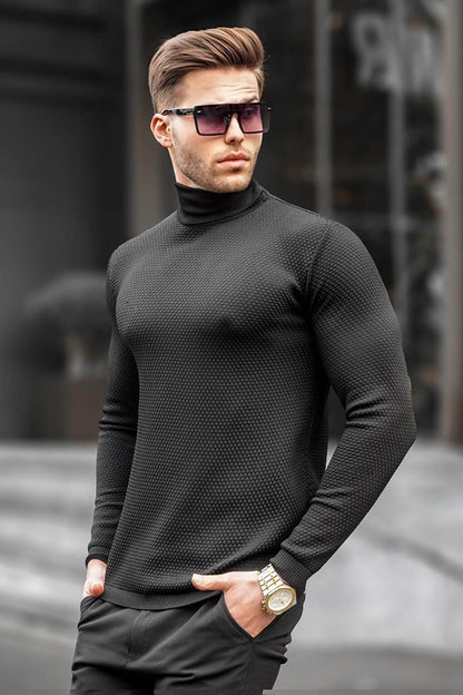 Black Turtleneck Men's Knitwear Sweater 6306