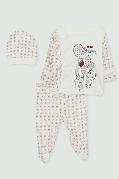 Balloon Printed Triple Baby Boy Hospital Set