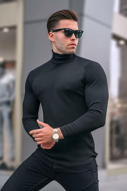 Black Turtleneck Men's Knitwear Sweater 6306