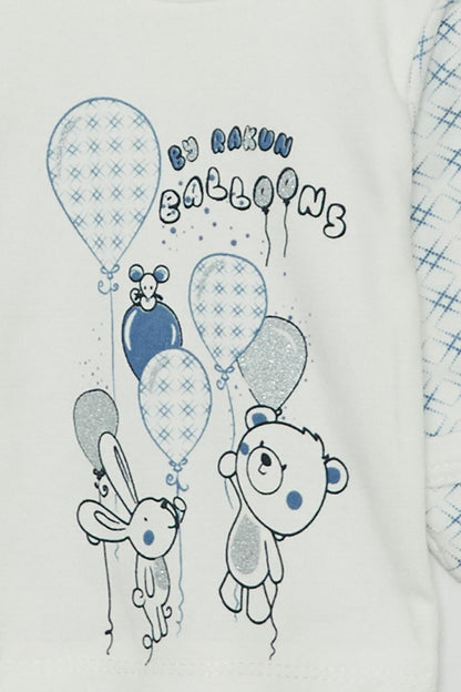 Balloon Printed Triple Baby Boy Hospital Set