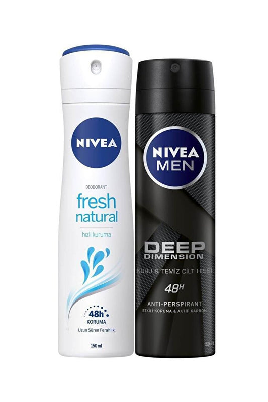 Fresh Women's Deodorant Spray 150 ml+Deep Dimension Men's Deodorant Spray 150 ml