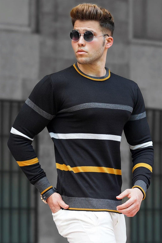 Black Striped Knitwear Sweater 5171