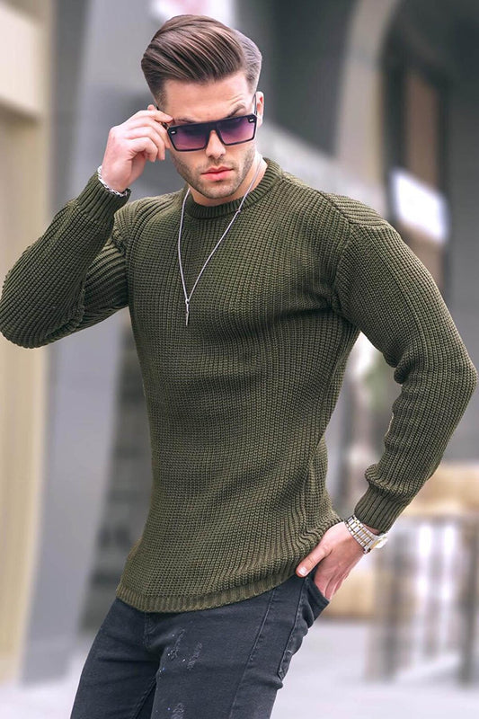 Khaki Basic Knitwear Men's Sweater 5990