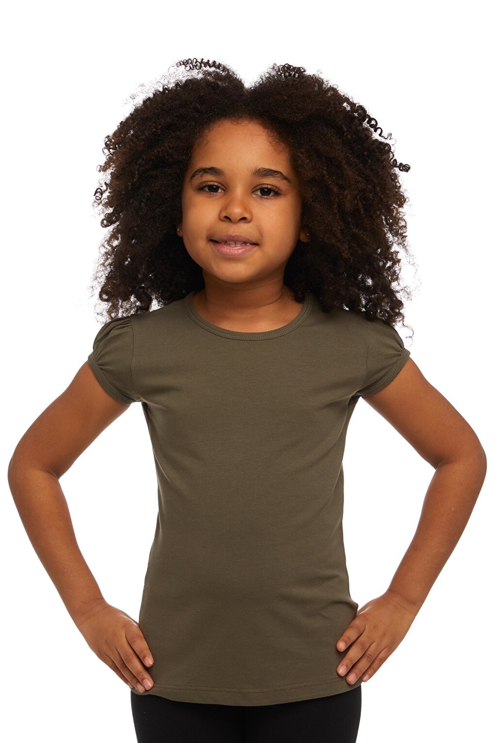 Camouflage Green Girl's Short Sleeve Basic T-Shirt