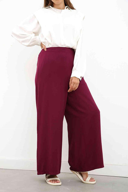 Plum Wide Leg Trousers