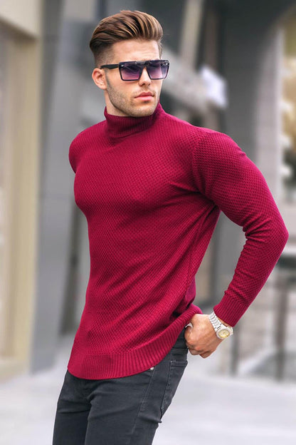 Claret Red Turtleneck Sweater 5989