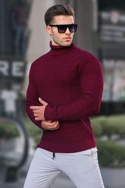 Claret Red Turtleneck Knitwear Sweater 6832